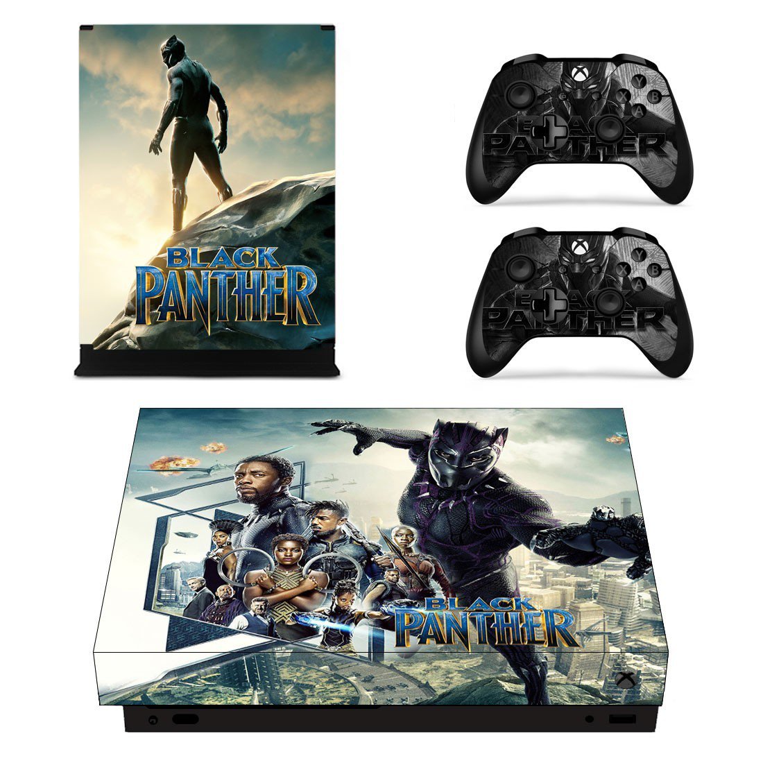 Black Panther decal skin sticker for Xbox One X console and controllers