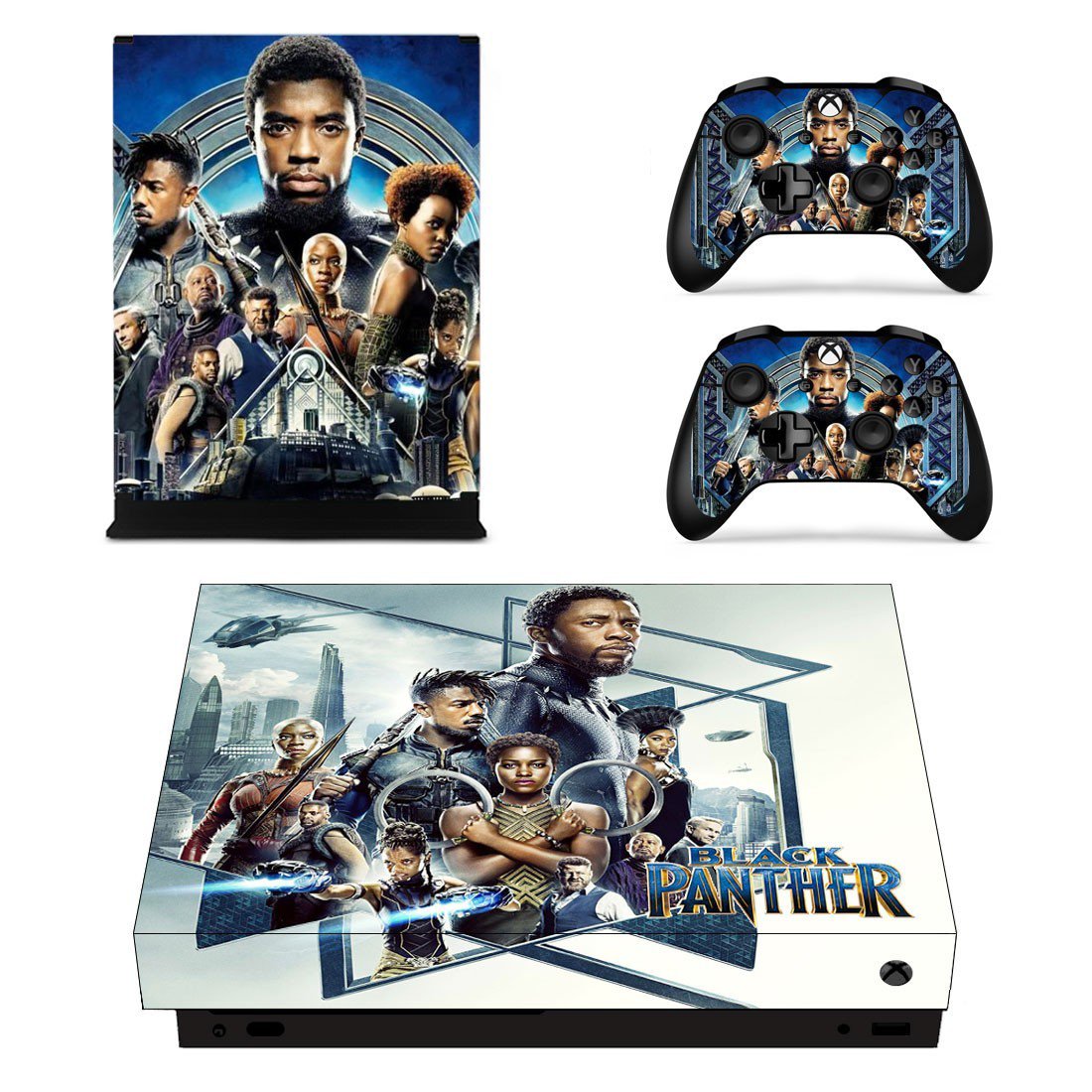 Black Panther decal skin sticker for Xbox One X console and controllers