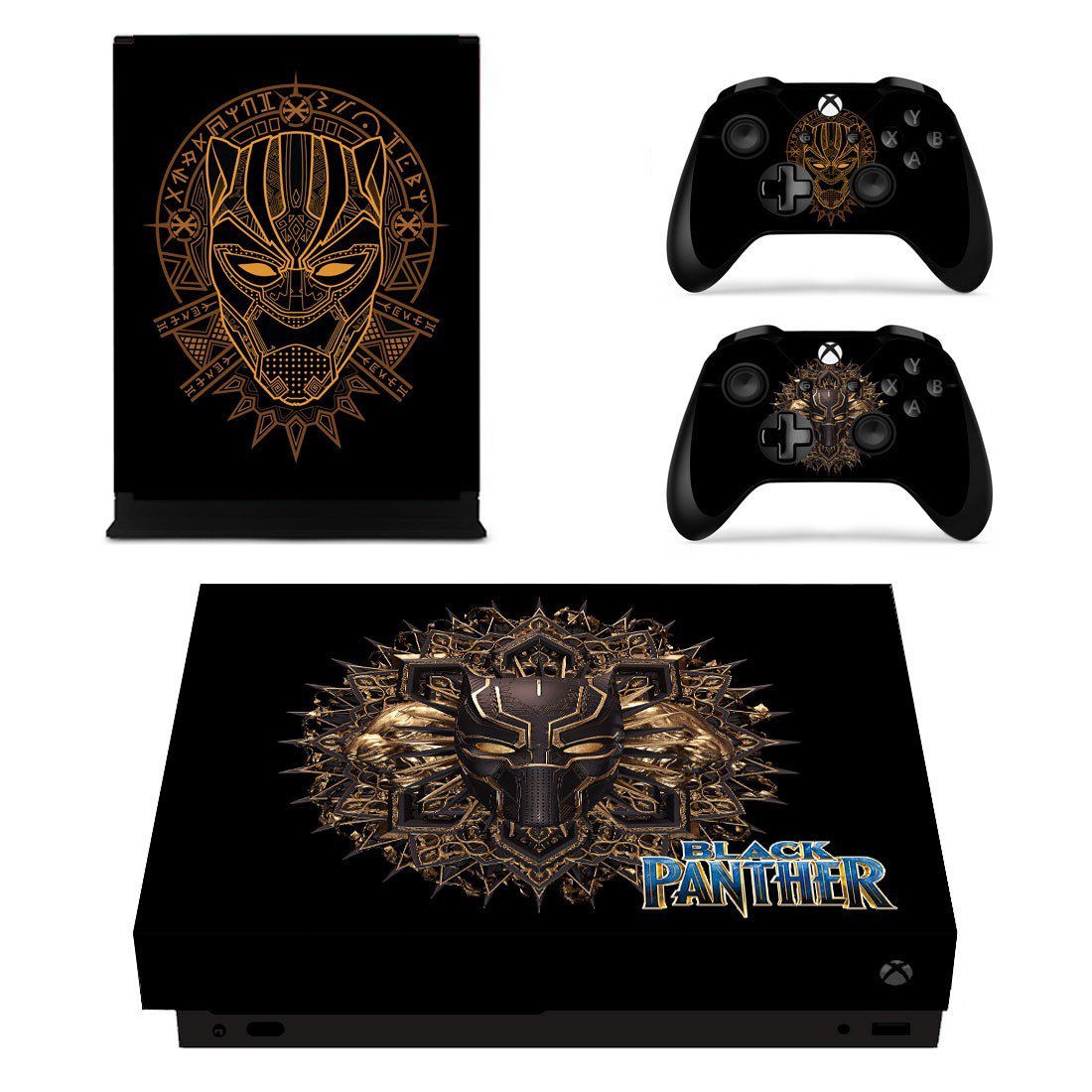 Black Panther decal skin sticker for Xbox One X console and controllers