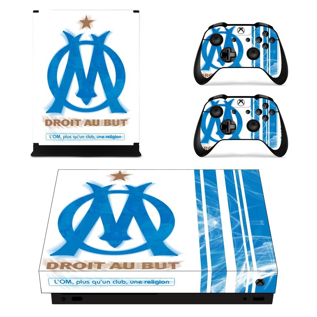 Olympique de Marseille decal skin sticker for Xbox One X console and controllers