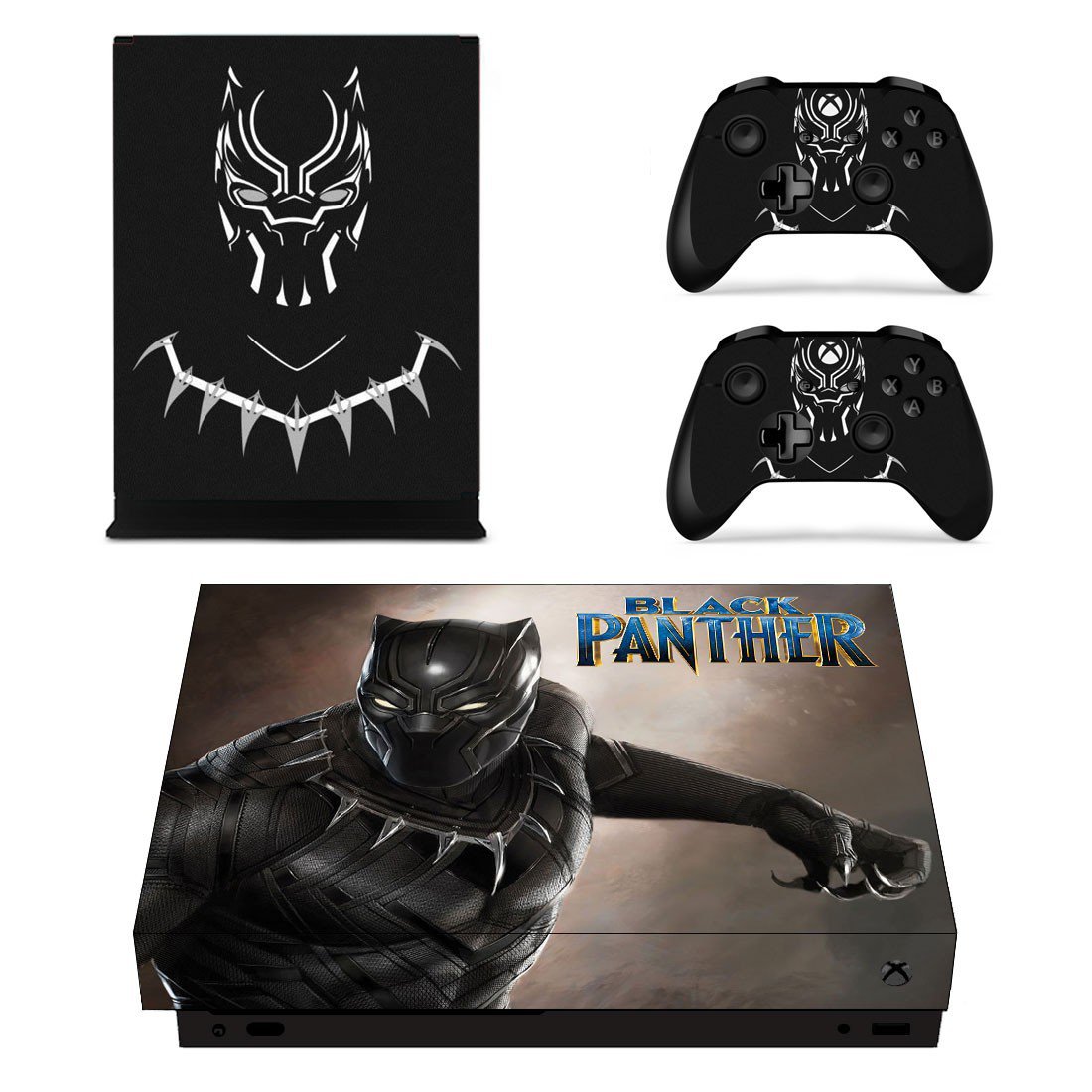 Black Panther decal skin sticker for Xbox One X console and controllers