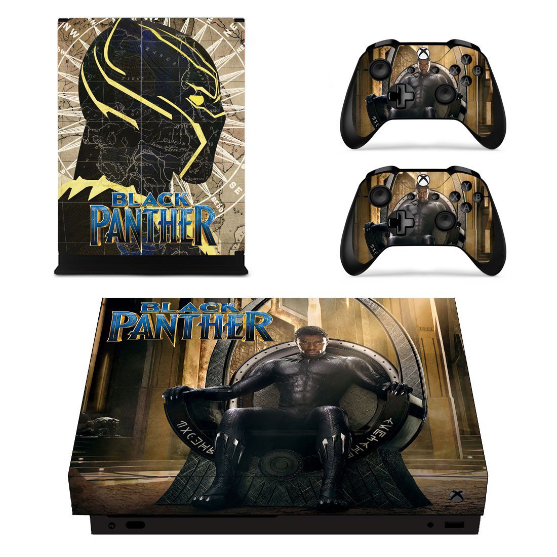 Black Panther decal skin sticker for Xbox One X console and controllers