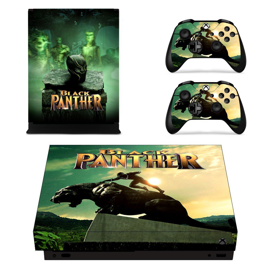 Black Panther decal skin sticker for Xbox One X console and controllers