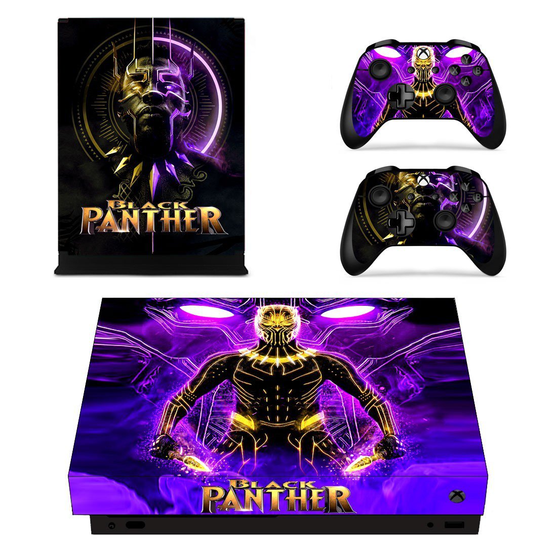 Black Panther decal skin sticker for Xbox One X console and controllers