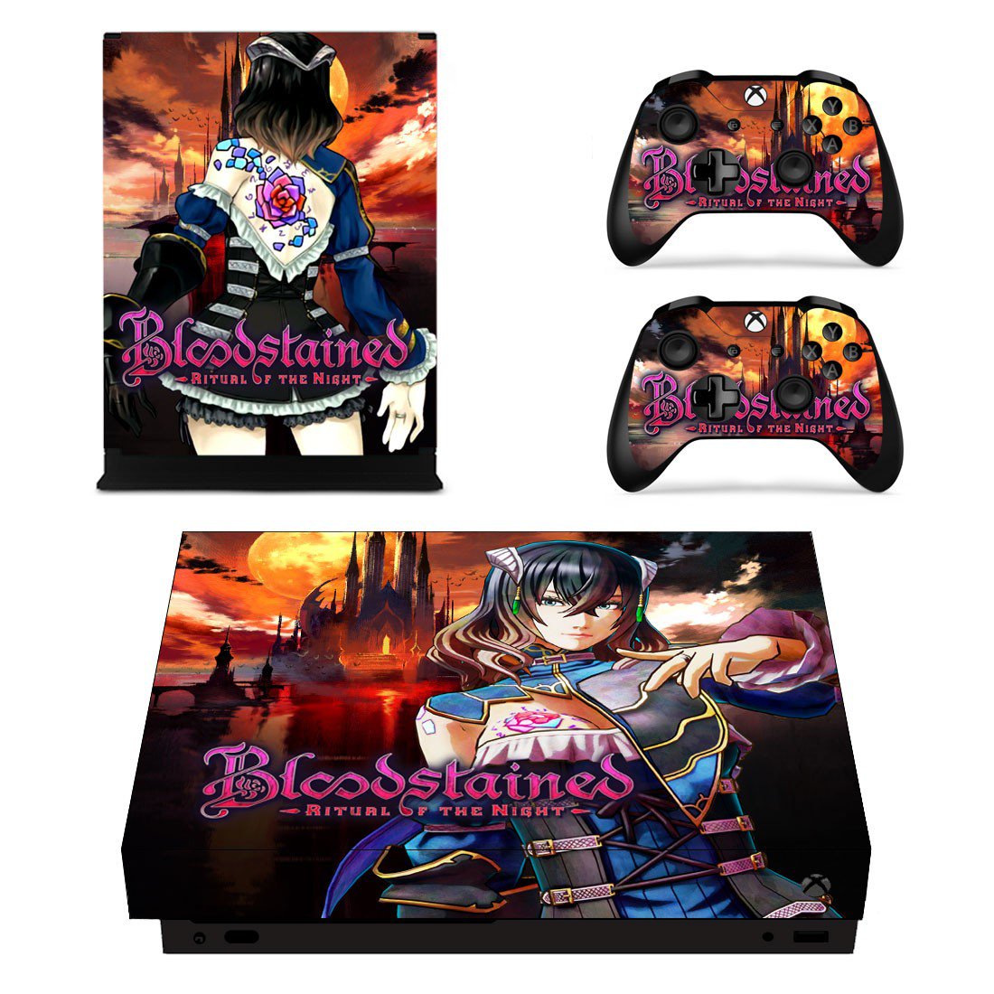Bloodstained Ritual of the Night decal skin sticker for Xbox One X console and controllers