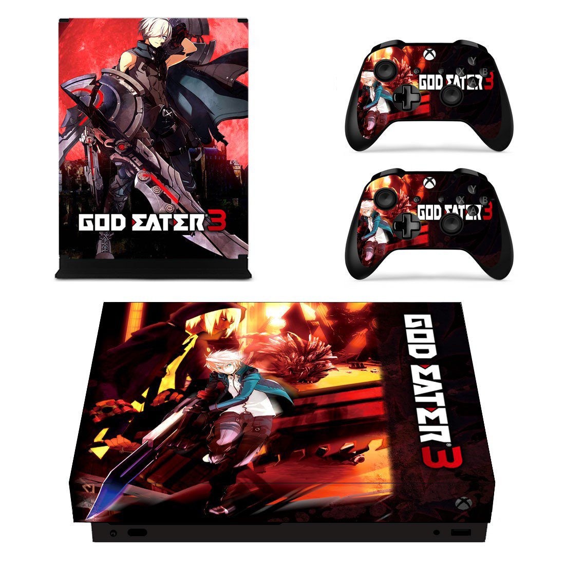 God Eater 3 decal skin sticker for Xbox One X console and controllers