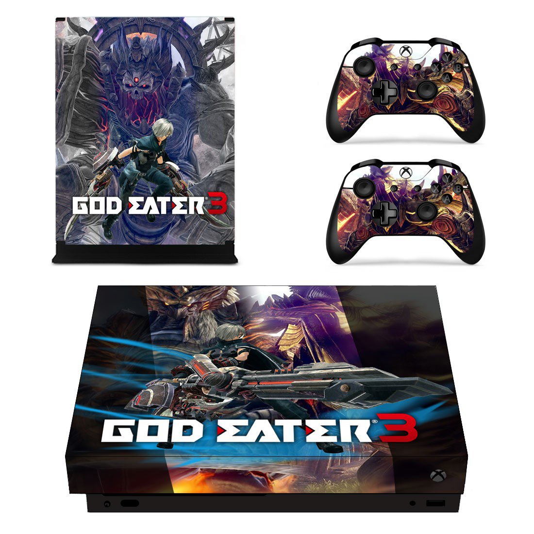 God Eater 3 decal skin sticker for Xbox One X console and controllers