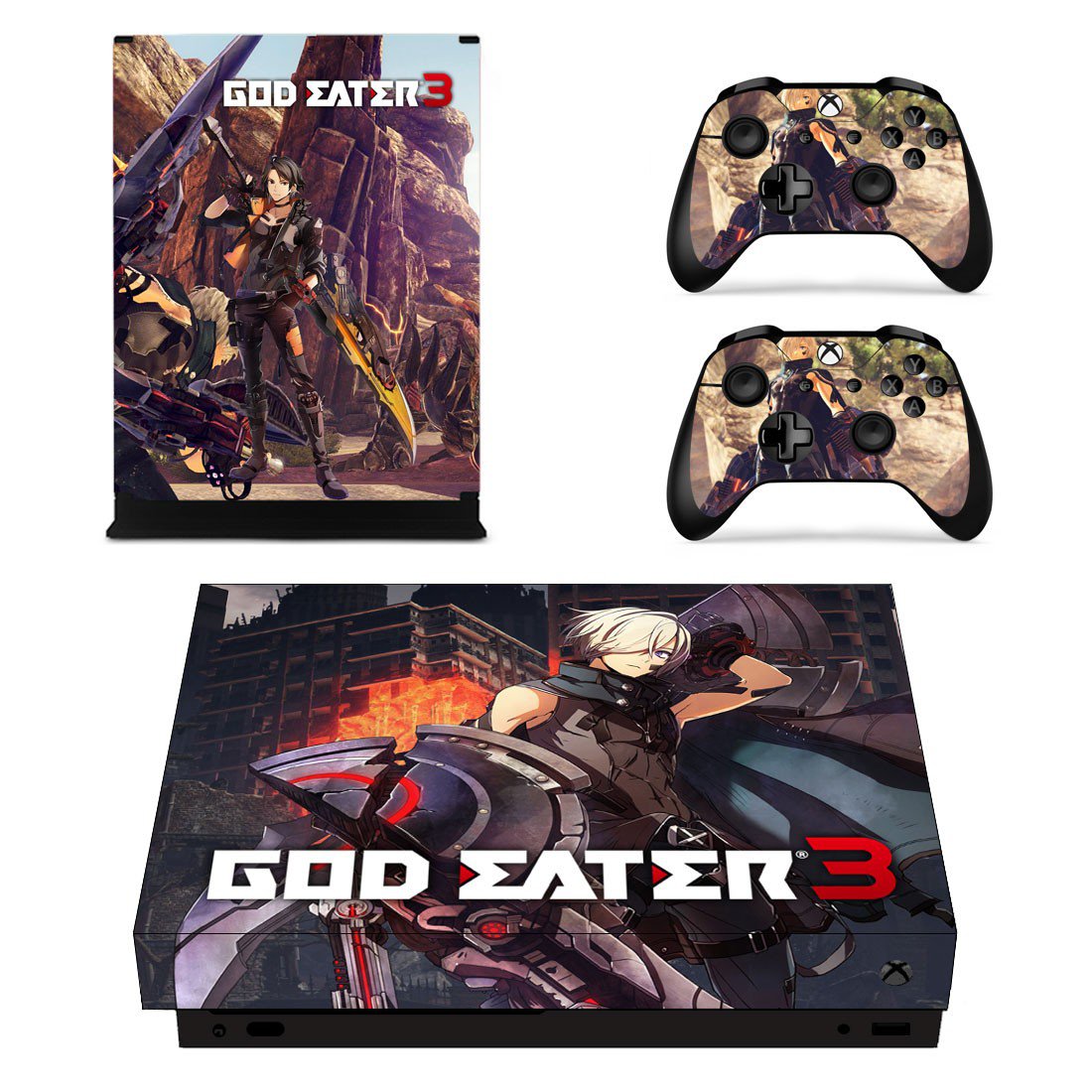 God Eater 3 decal skin sticker for Xbox One X console and controllers