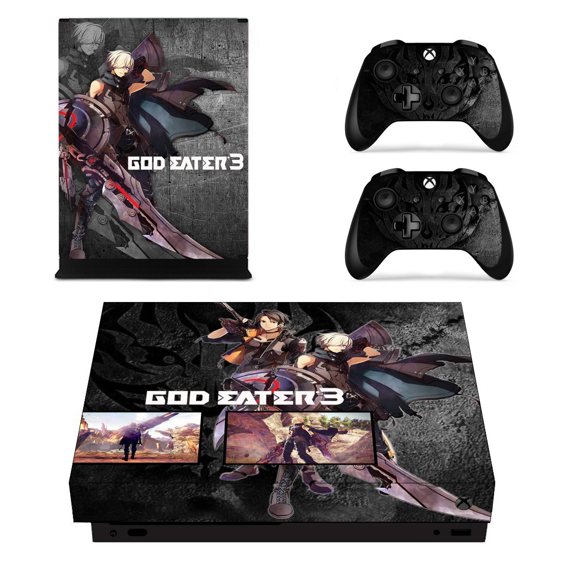 God Eater 3 decal skin sticker for Xbox One X console and controllers