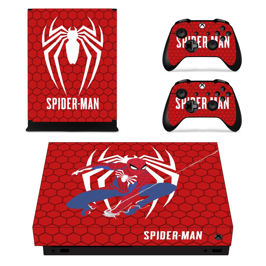 Spider Man decal skin sticker for Xbox One X console and controllers