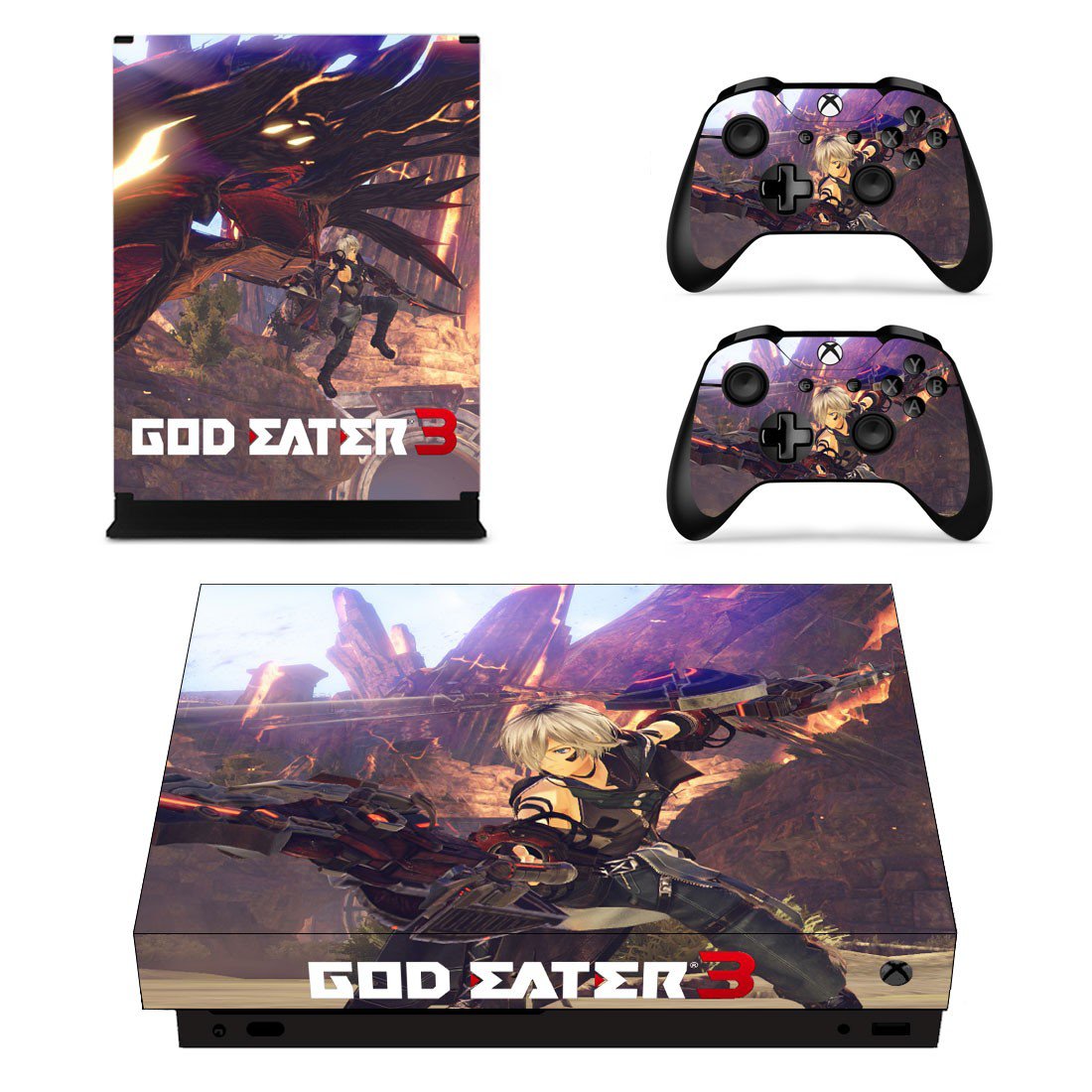 God Eater 3 decal skin sticker for Xbox One X console and controllers