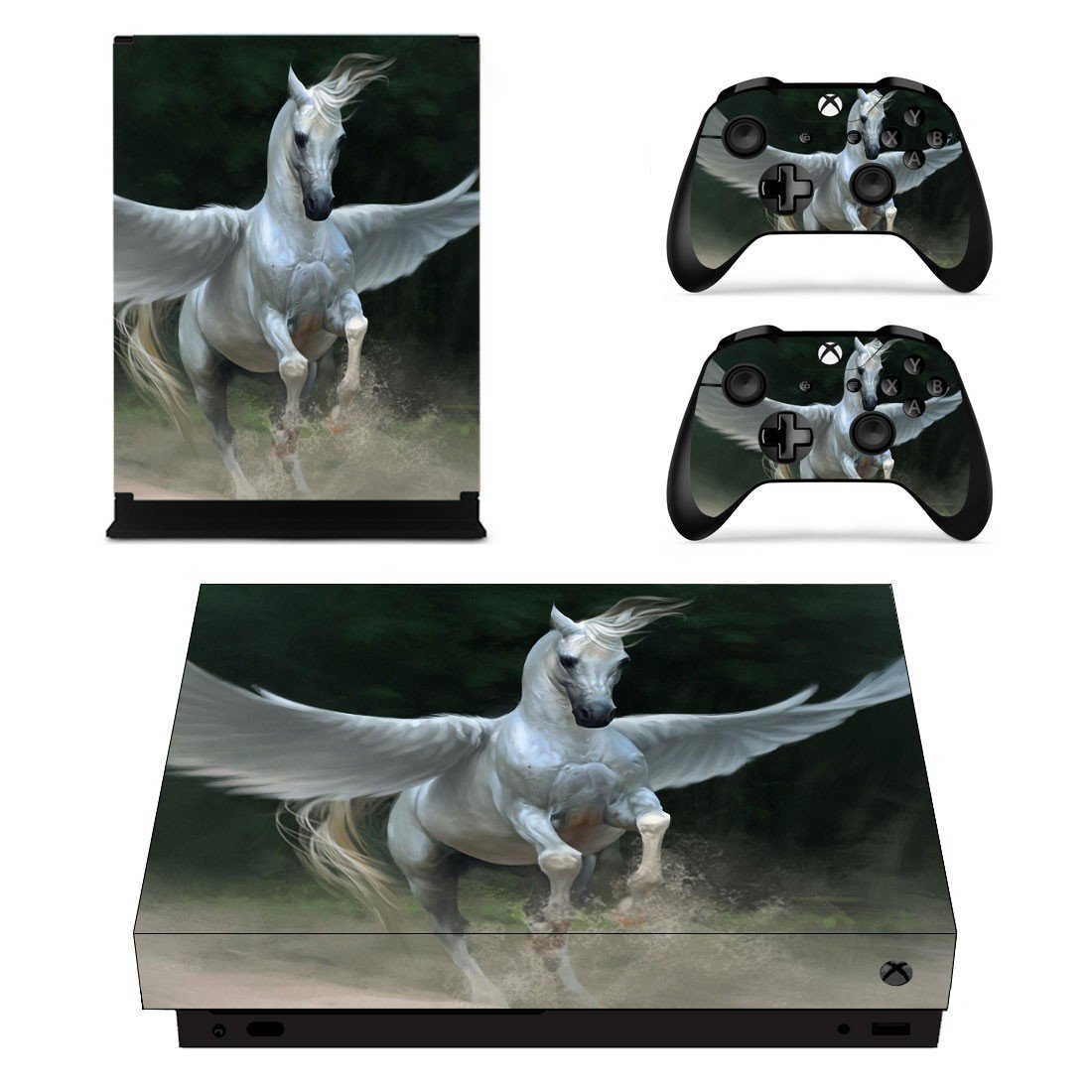 Pegasus horse  decal skin sticker for Xbox One X console and controllers