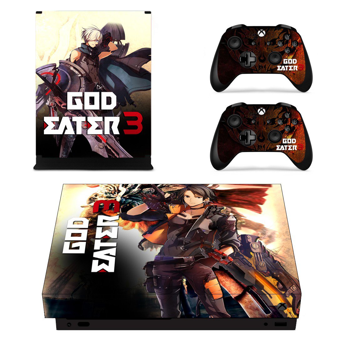 God Eater 3 decal skin sticker for Xbox One X console and controllers