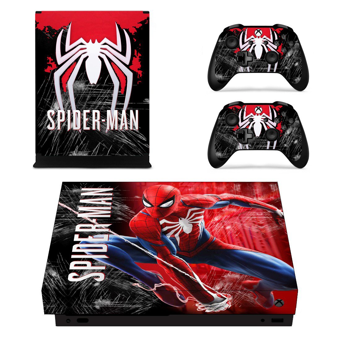 Spider Man decal skin sticker for Xbox One X console and controllers