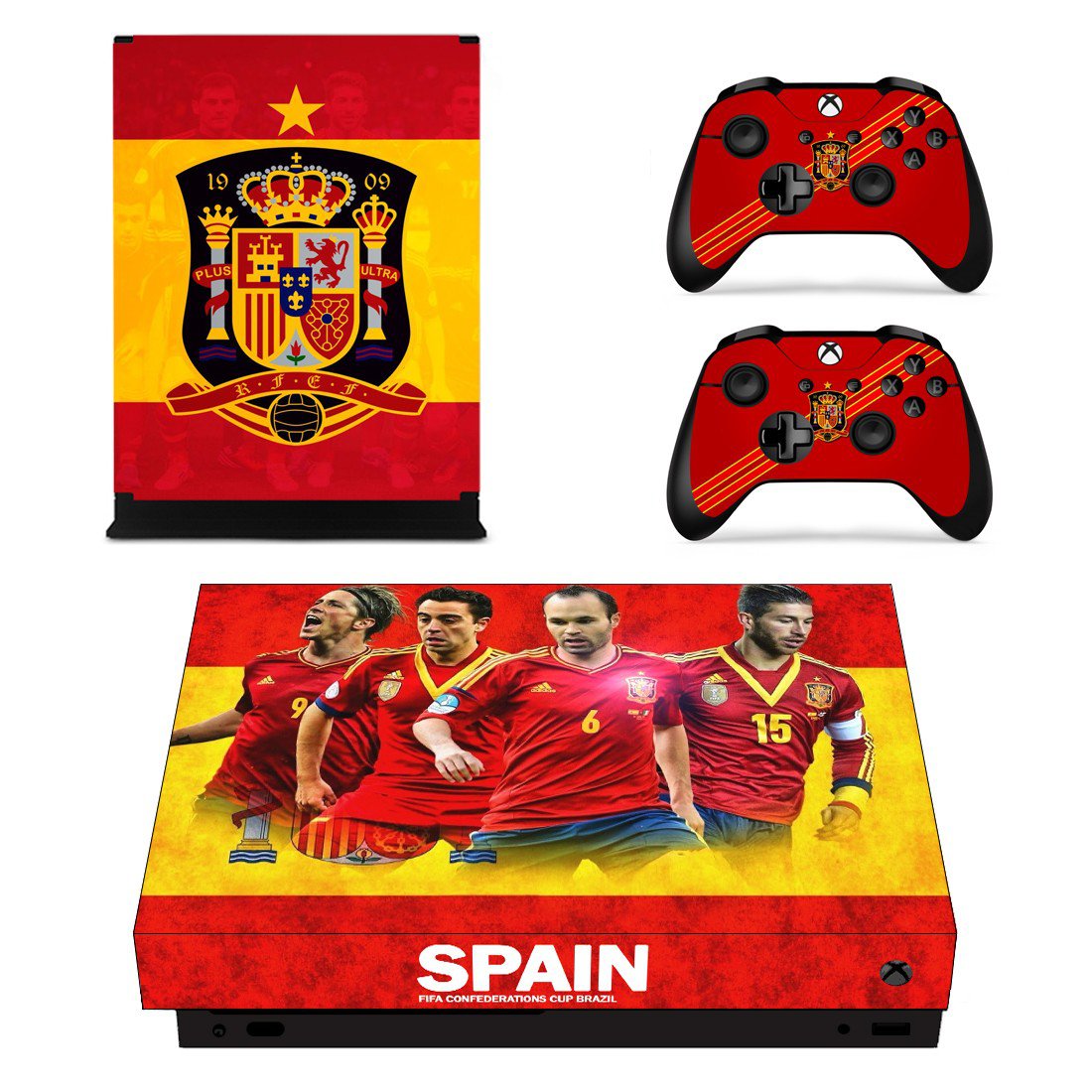 Spain National FT decal skin sticker for Xbox One X console and controllers