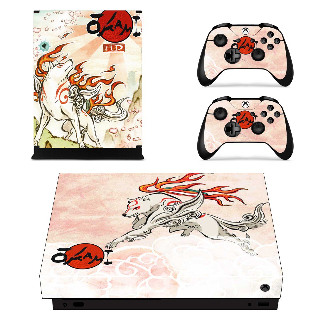 Okami Celestia decal skin sticker for Xbox One X console and controllers