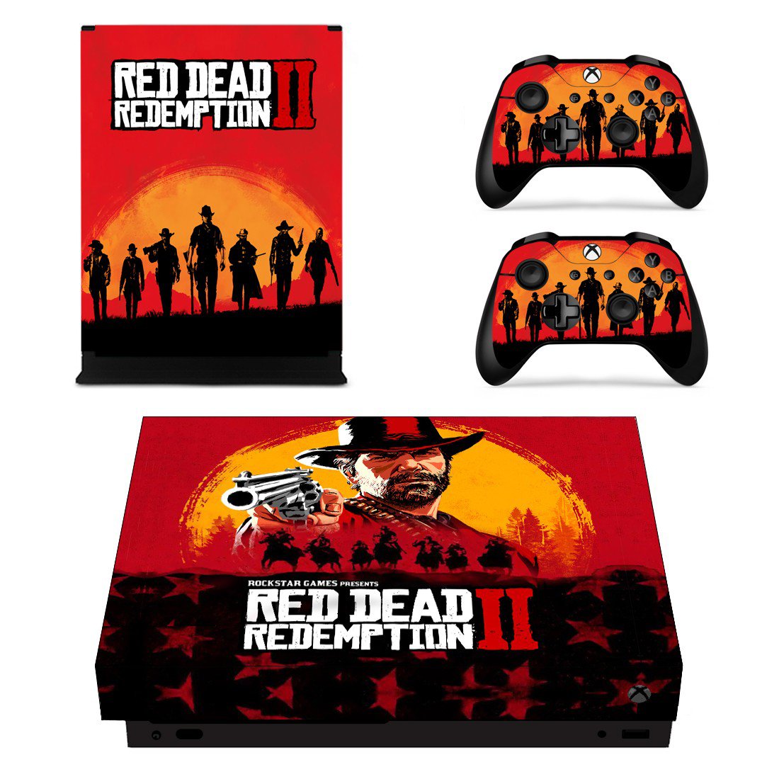 Red Dead Redemption 2 decal skin sticker for Xbox One X console and controllers