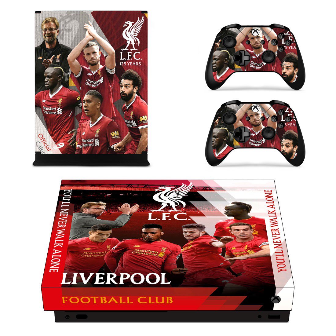 Liverpool FC decal skin sticker for Xbox One X console and controllers