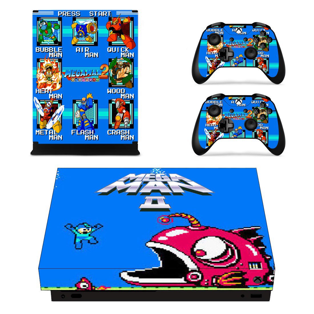 Mega Man 2 decal skin sticker for Xbox One X console and controllers