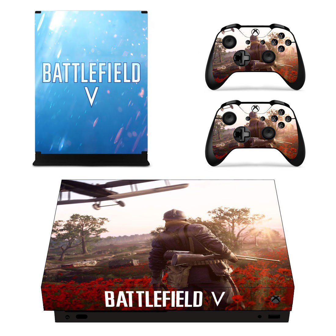Battlefield 5 decal skin sticker for Xbox One X console and controllers