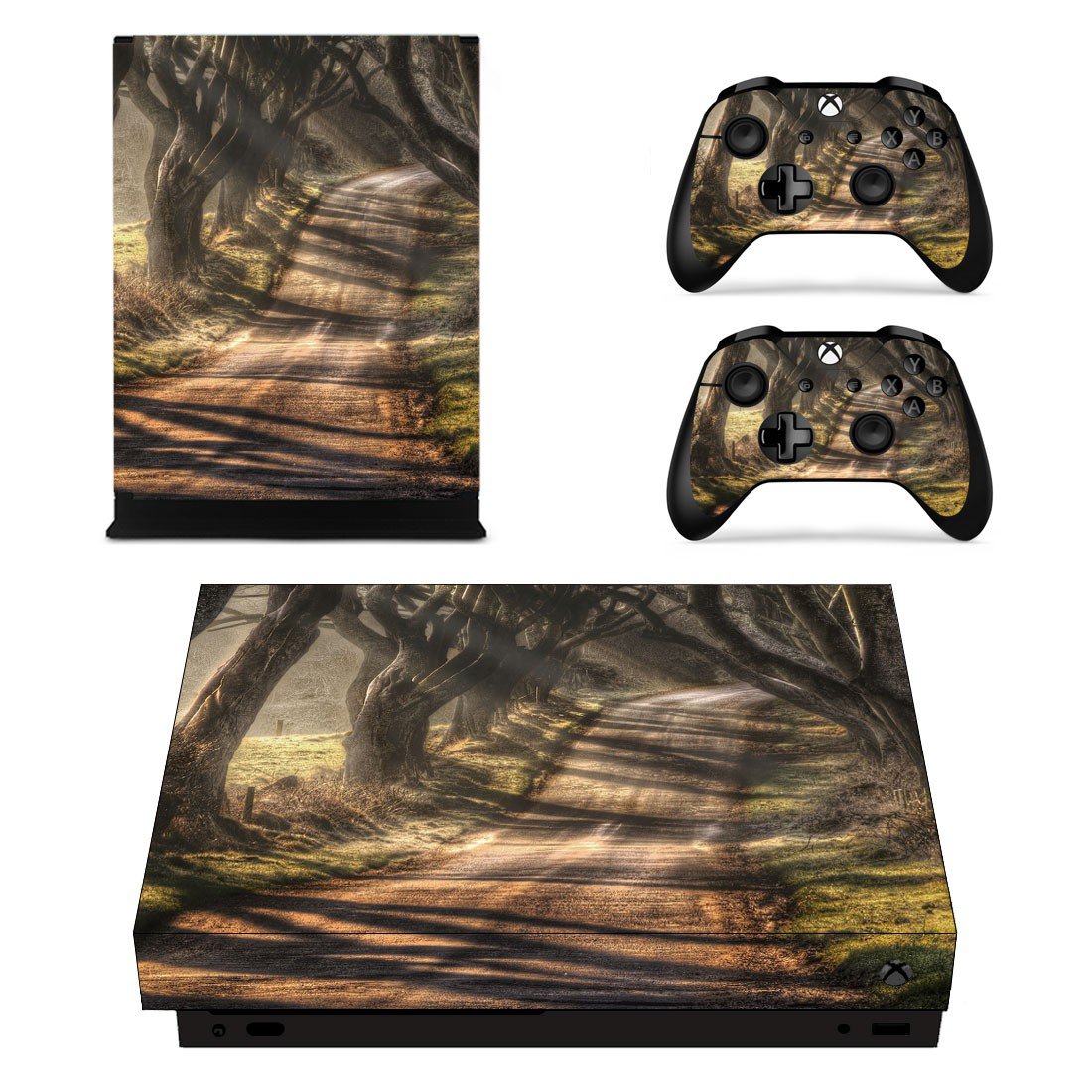 Dark Hedges decal skin sticker for Xbox One X console and controllers