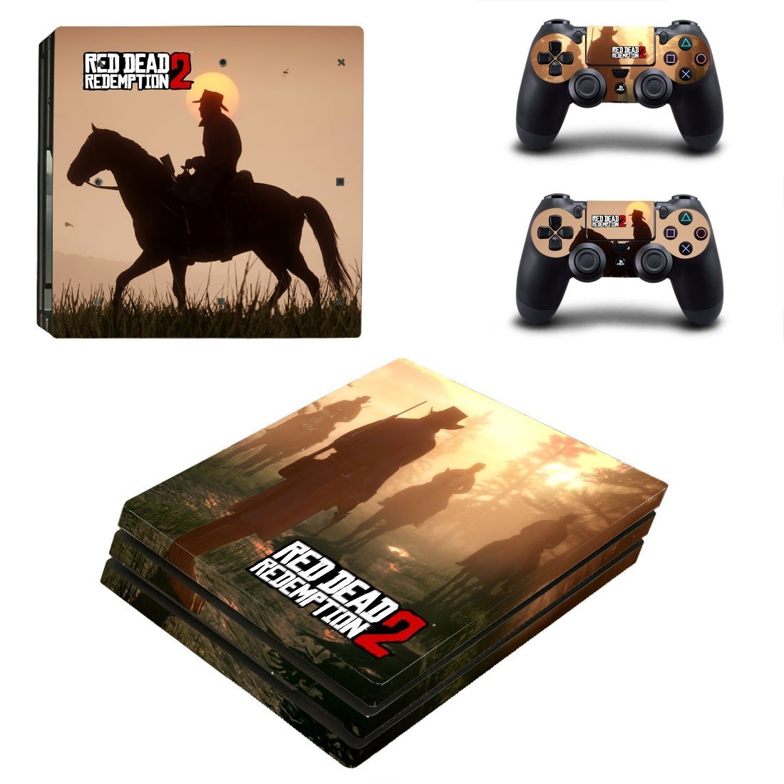 Red Dead Redemption 2 decal skin sticker for PS4 Pro console and controllers