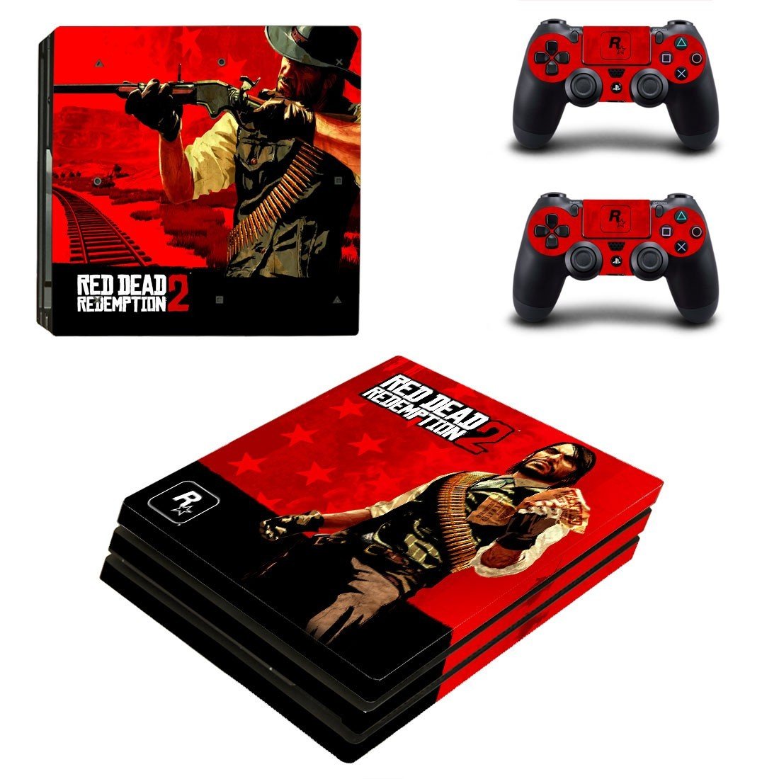 Red Dead Redemption 2 decal skin sticker for PS4 Pro console and controllers