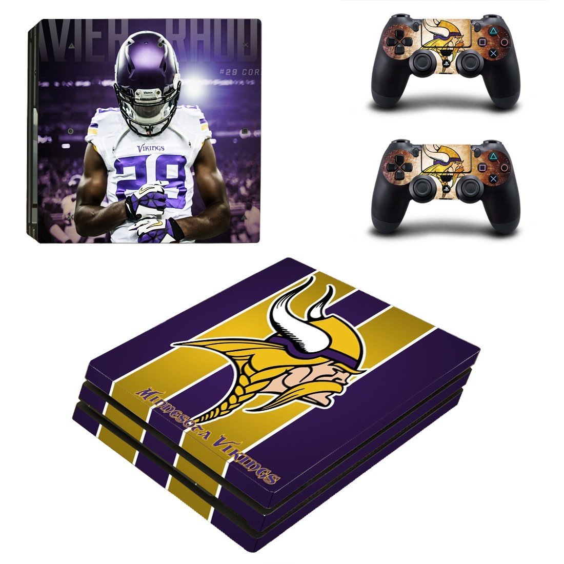 Minnesota Vikings decal skin sticker for PS4 Pro console and controllers