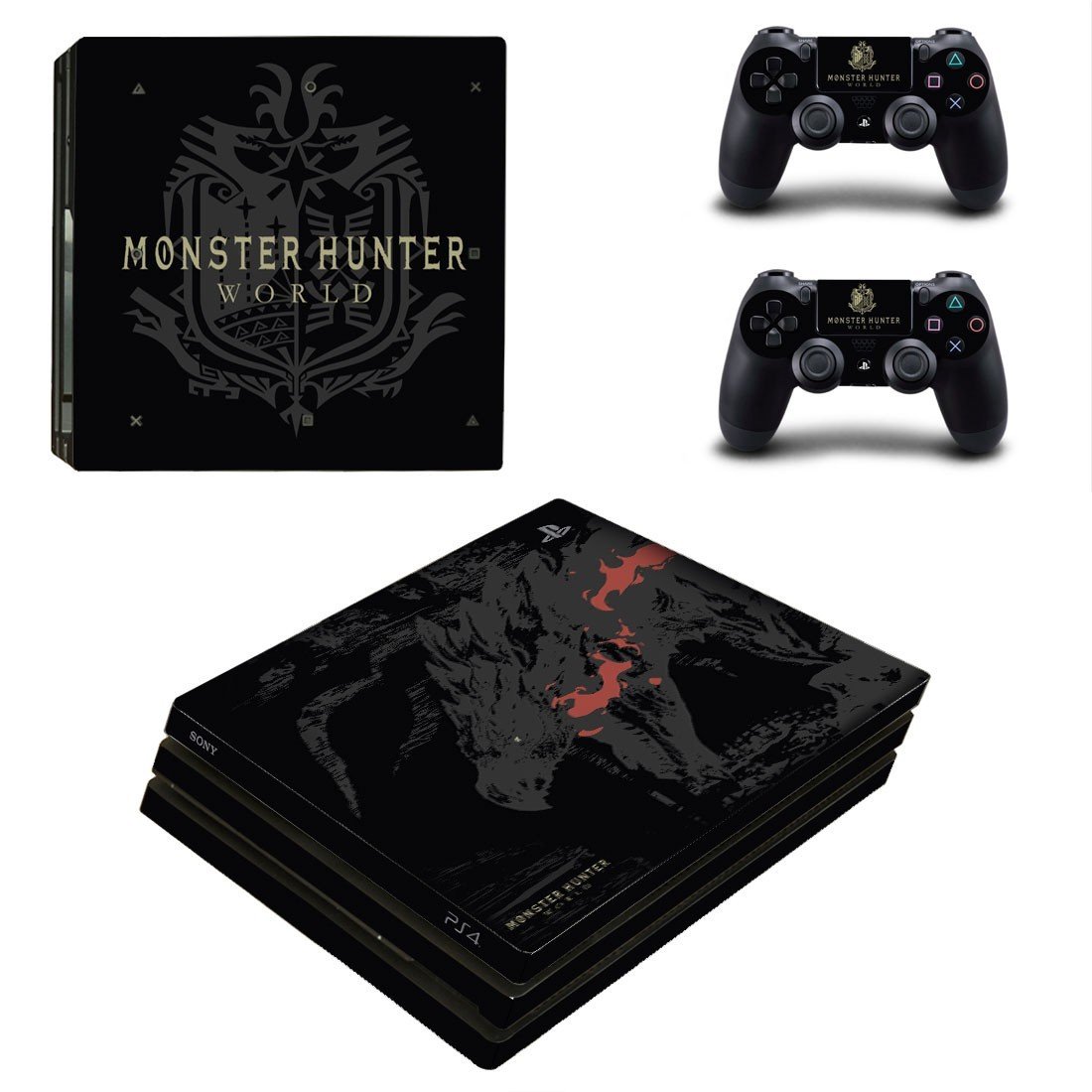 Monster Hunter World decal skin sticker for PS4 Pro console and controllers