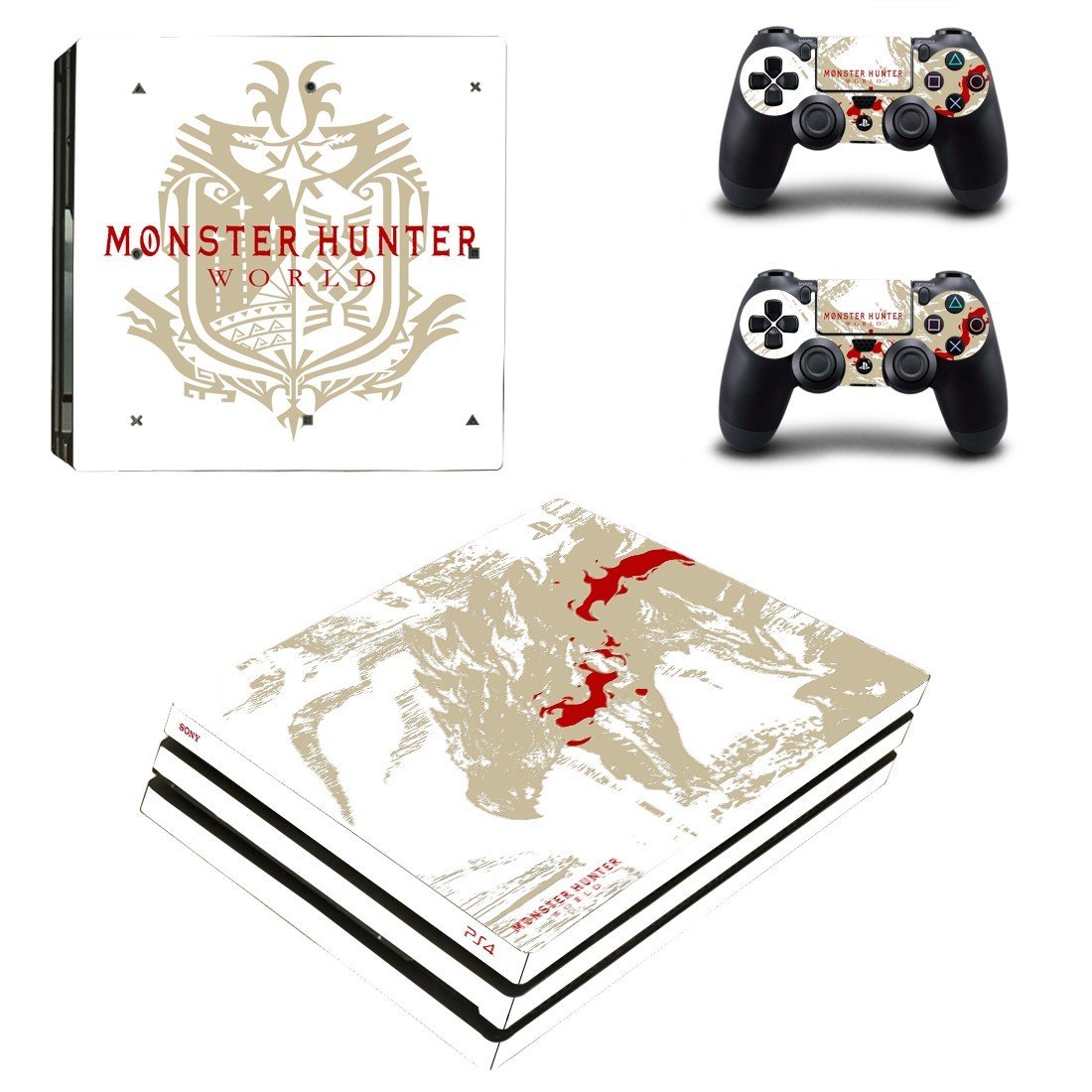 Monster Hunter World decal skin sticker for PS4 Pro console and controllers