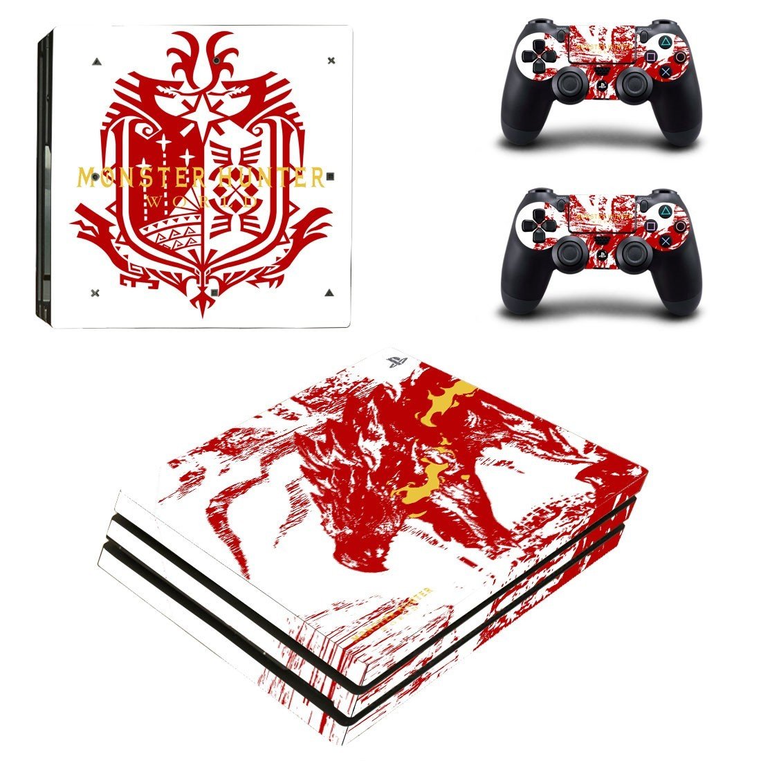 Monster Hunter World decal skin sticker for PS4 Pro console and controllers