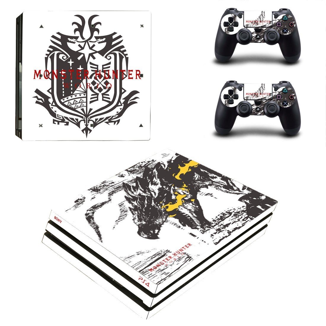 Monster Hunter World decal skin sticker for PS4 Pro console and controllers
