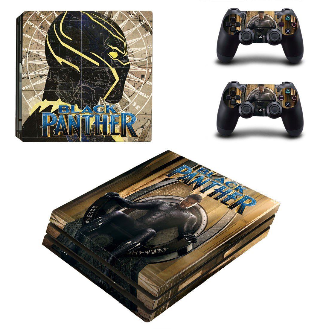 Black Panther decal skin sticker for PS4 Pro console and controllers