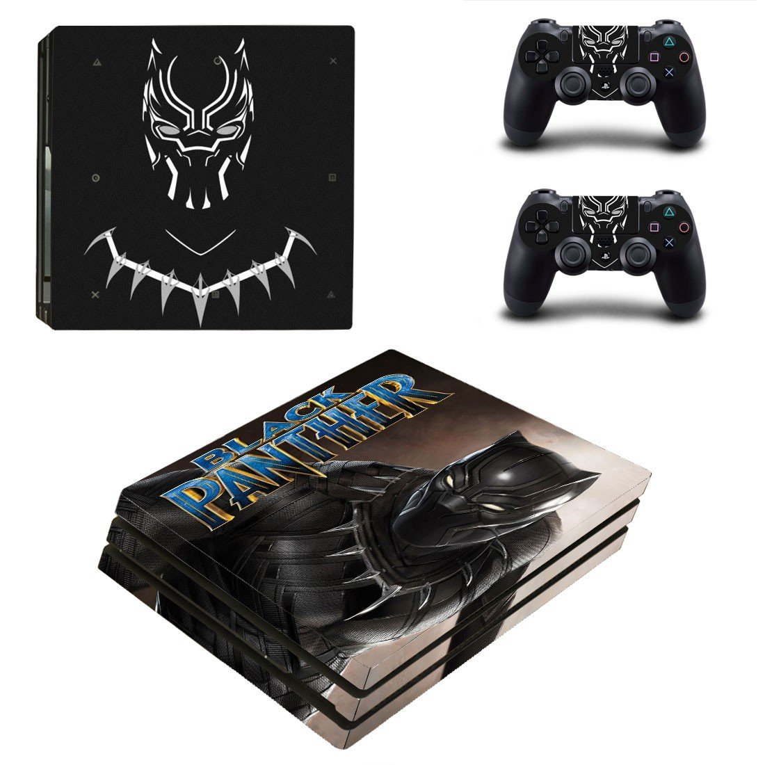 Black Panther decal skin sticker for PS4 Pro console and controllers