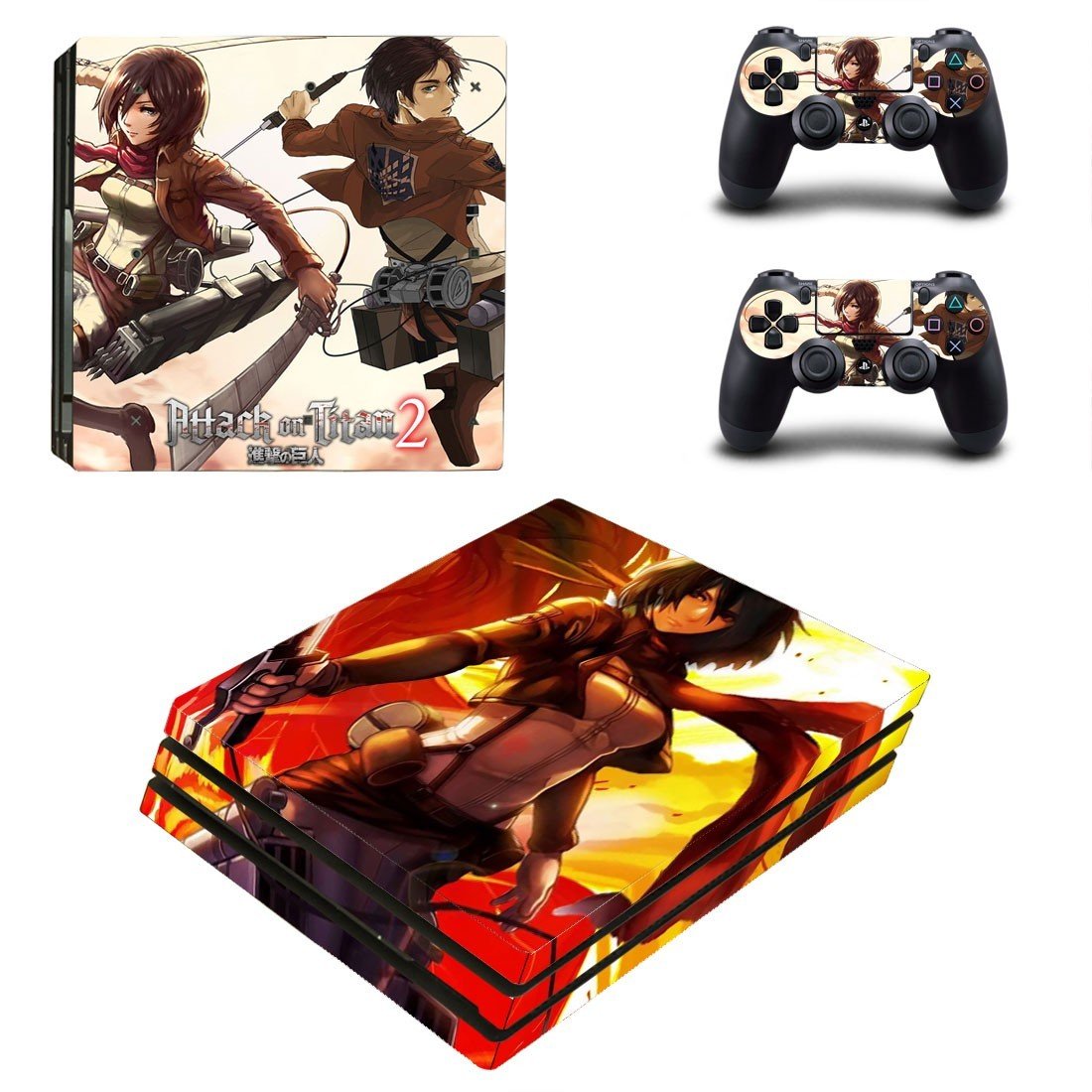 Attack on Titan 2 decal skin sticker for PS4 Pro console and controllers