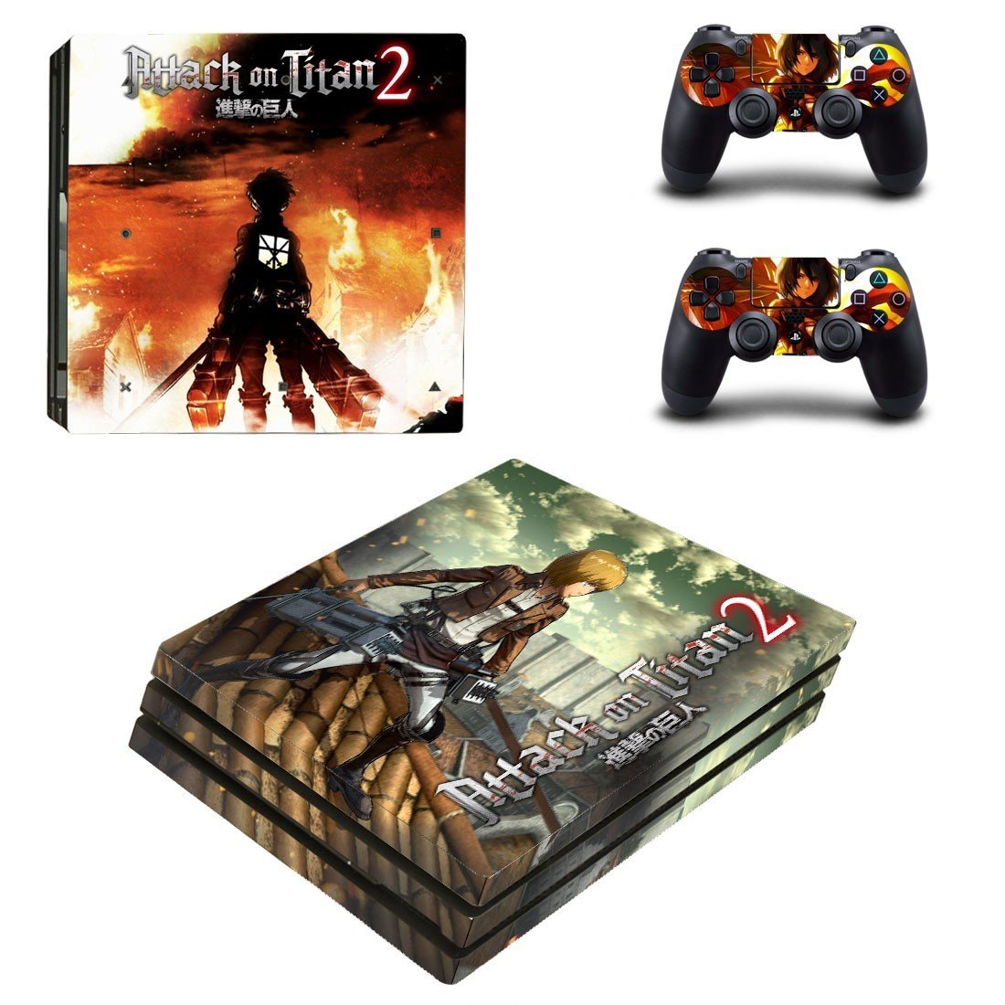 Attack on Titan 2 decal skin sticker for PS4 Pro console and controllers