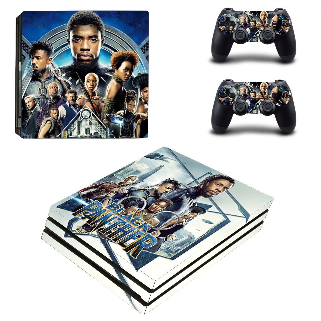 Black Panther decal skin sticker for PS4 Pro console and controllers
