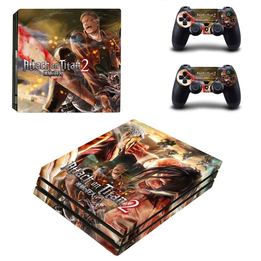 Attack on Titan 2 decal skin sticker for PS4 Pro console and controllers