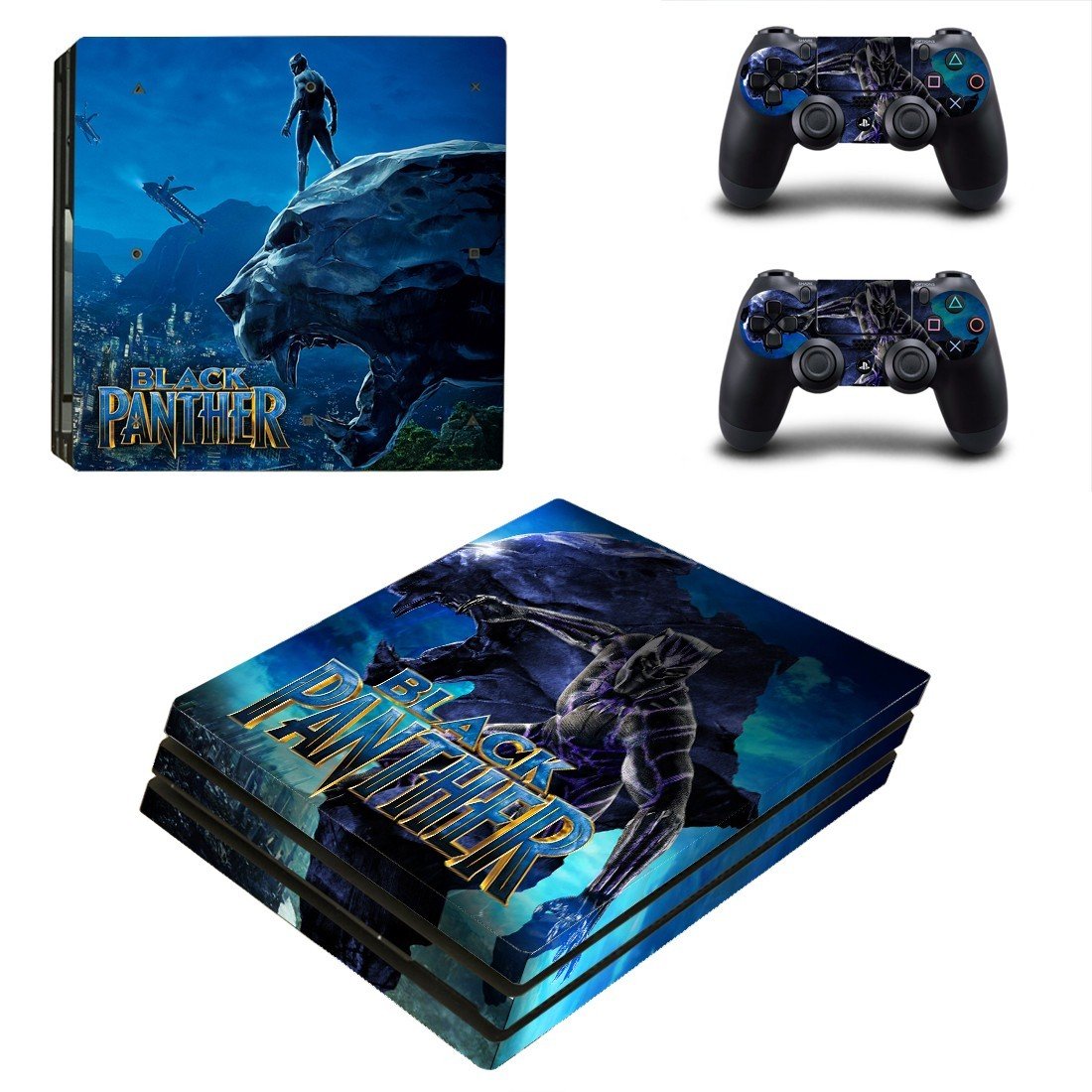 Black Panther decal skin sticker for PS4 Pro console and controllers