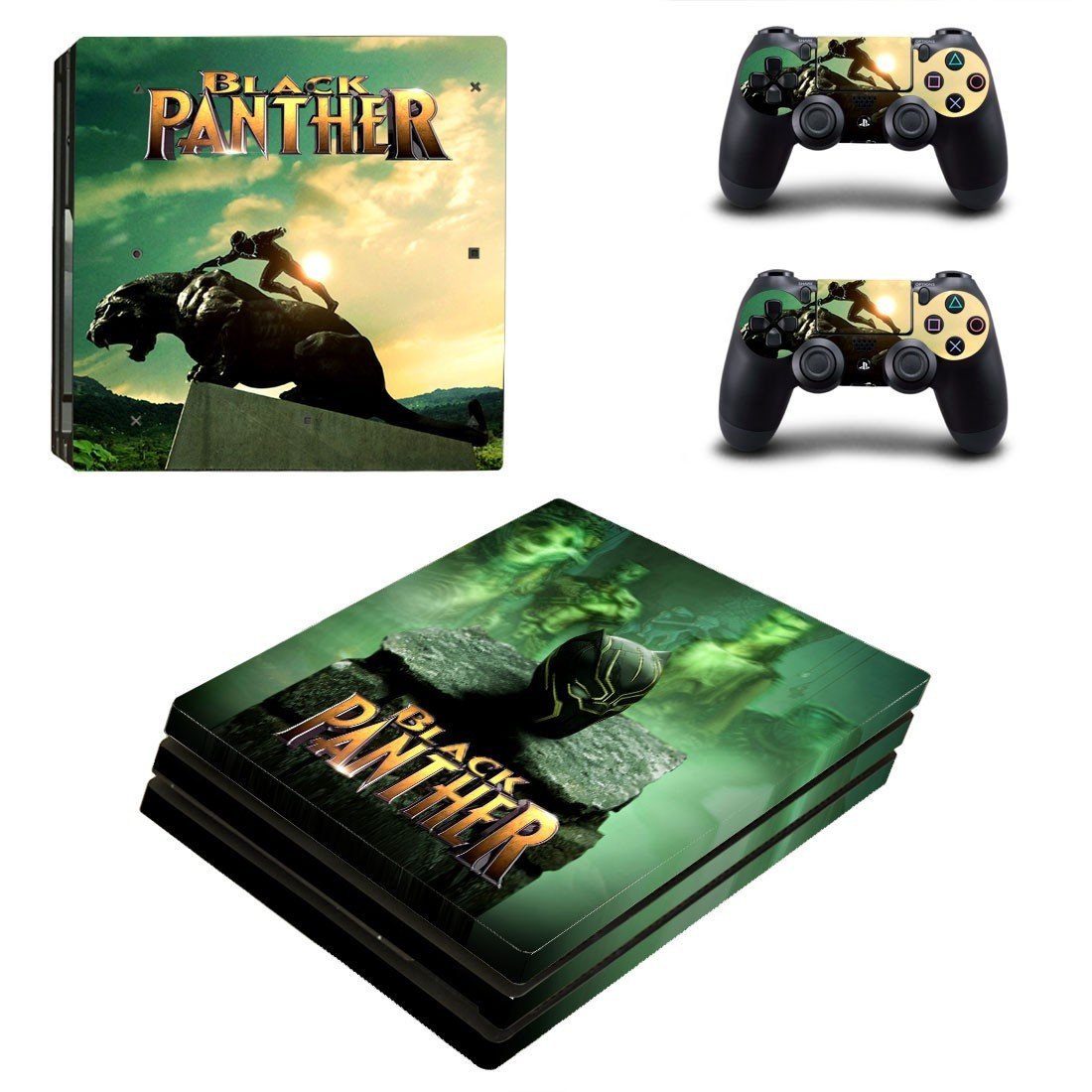 Black Panther decal skin sticker for PS4 Pro console and controllers