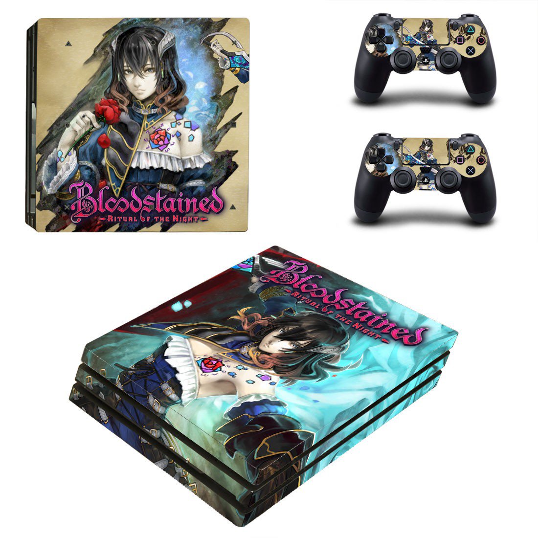 Bloodstained Ritual of the Night decal skin sticker for PS4 Pro console and controllers