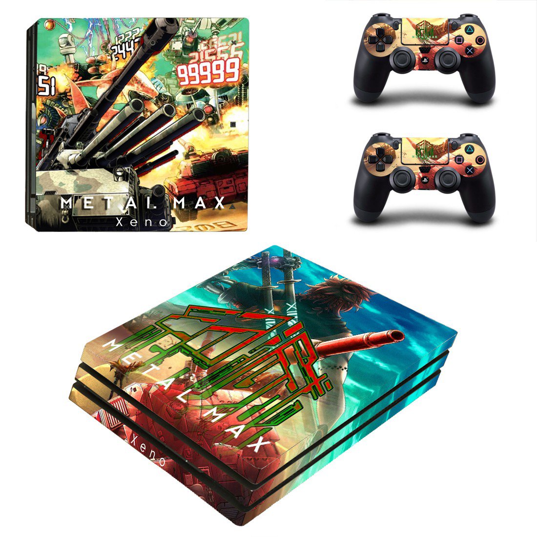 Metal Max Xeno decal skin sticker for PS4 Pro console and controllers