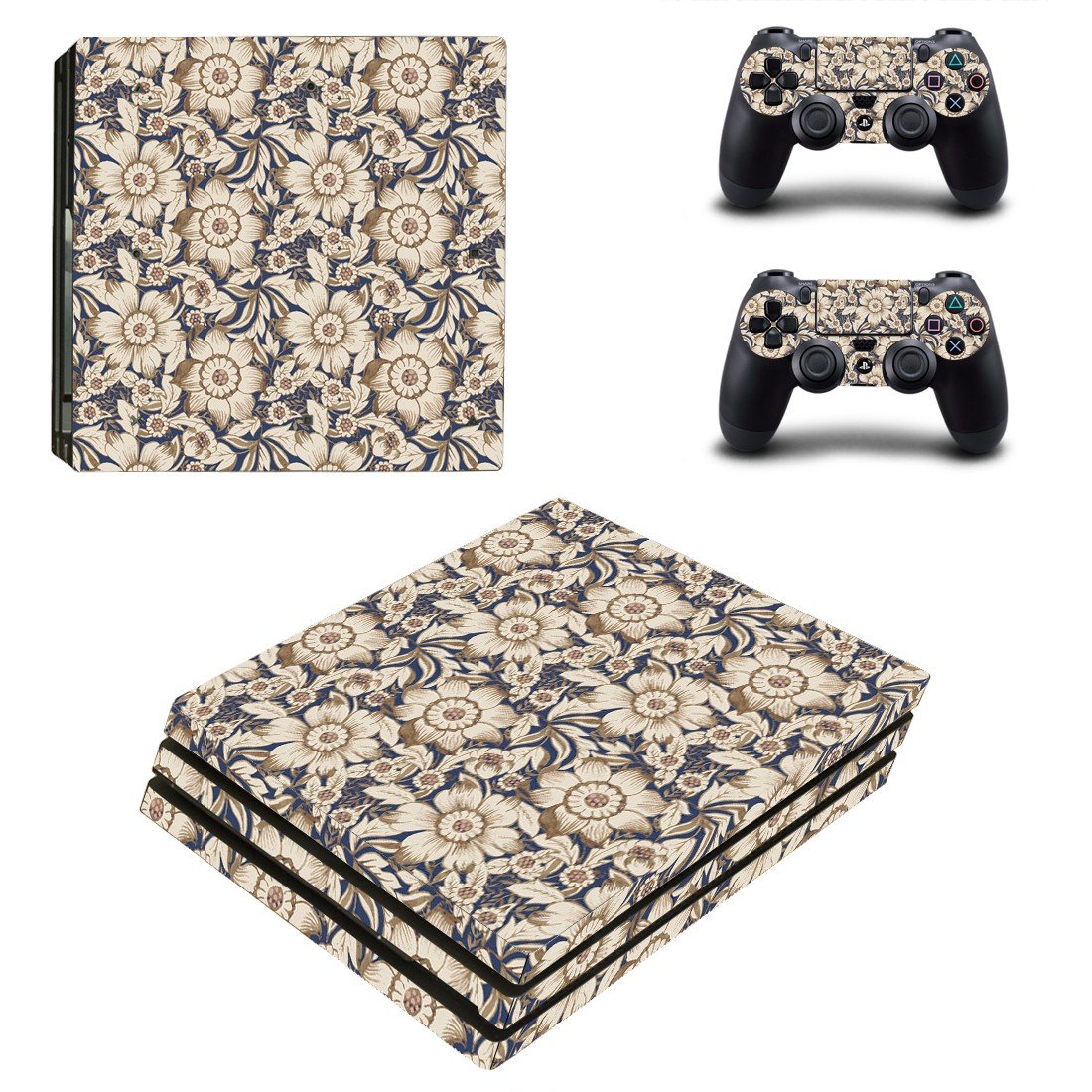 Floral Wallpaper decal skin sticker for PS4 Pro console and controllers