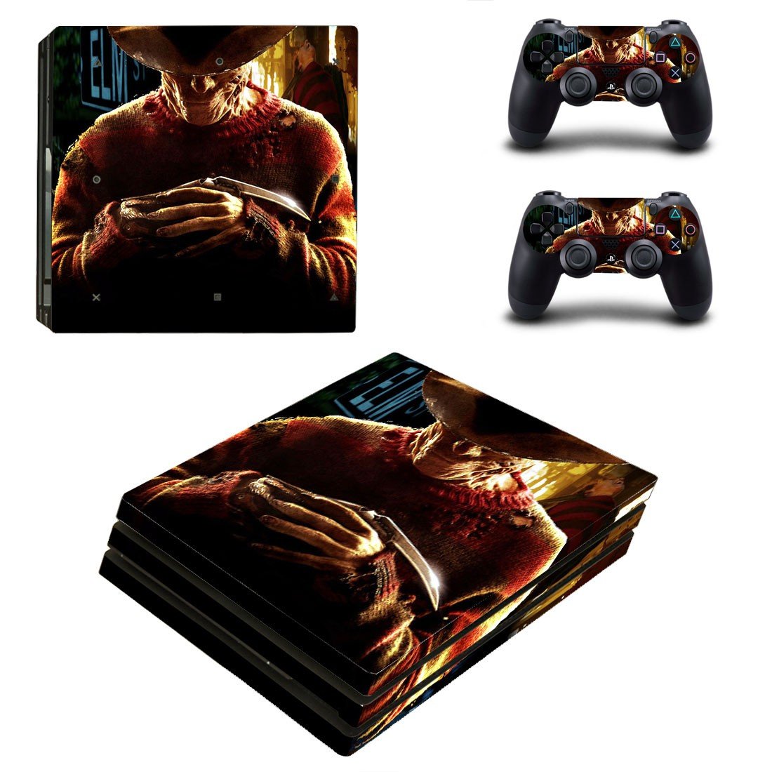 A Nightmare on Elm Street decal skin sticker for PS4 Pro console and controllers