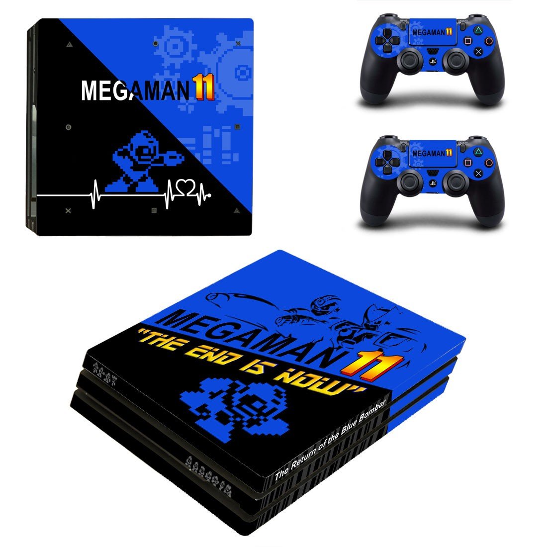 Mega Man 11 decal skin sticker for PS4 Pro console and controllers