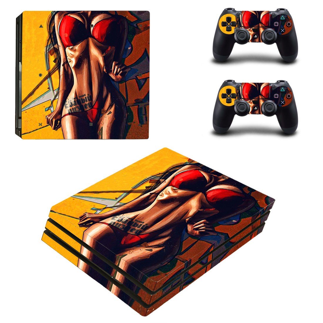 Sexy Lady Decal Skin Sticker For Ps4 Pro Console And Controllers 
