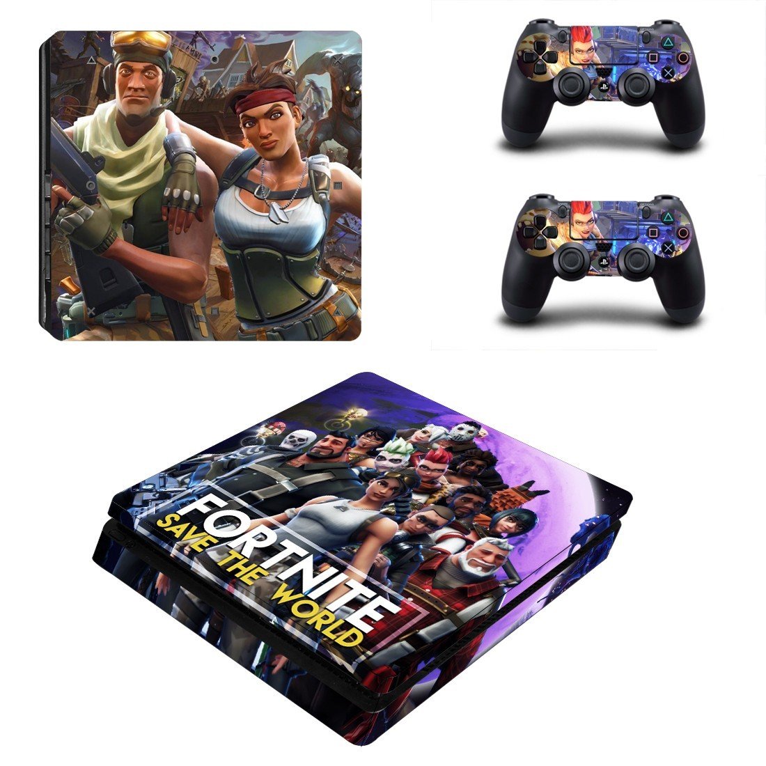 Fortnite decal skin sticker for PS4 Slim console and controllers