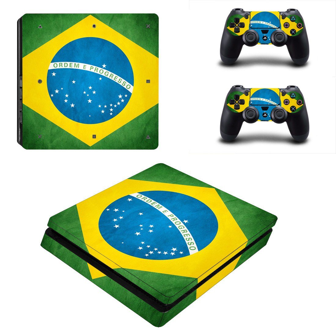 Flag of Brazil decal skin sticker for PS4 Slim console and controllers