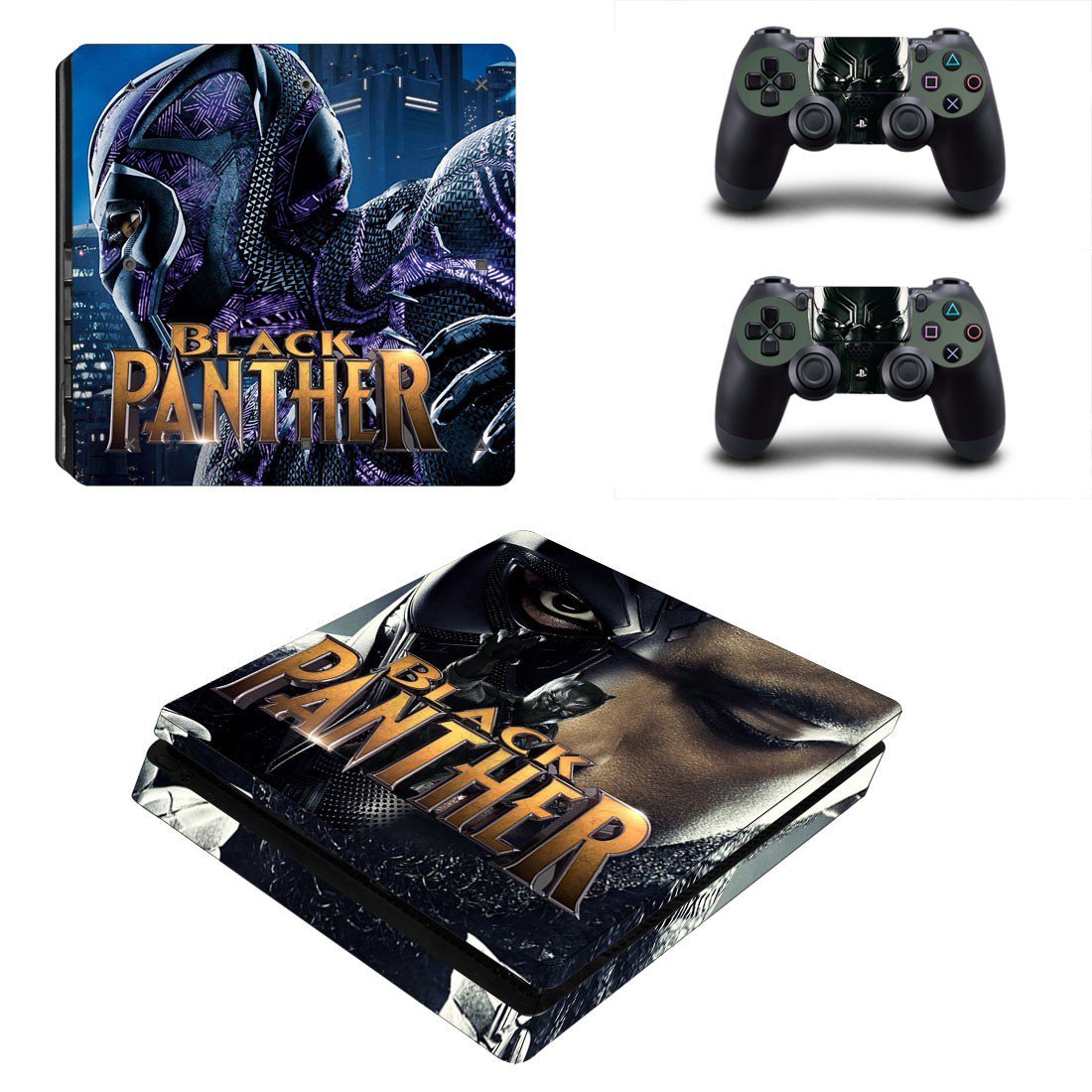 Black Panther decal skin sticker for PS4 Slim console and controllers