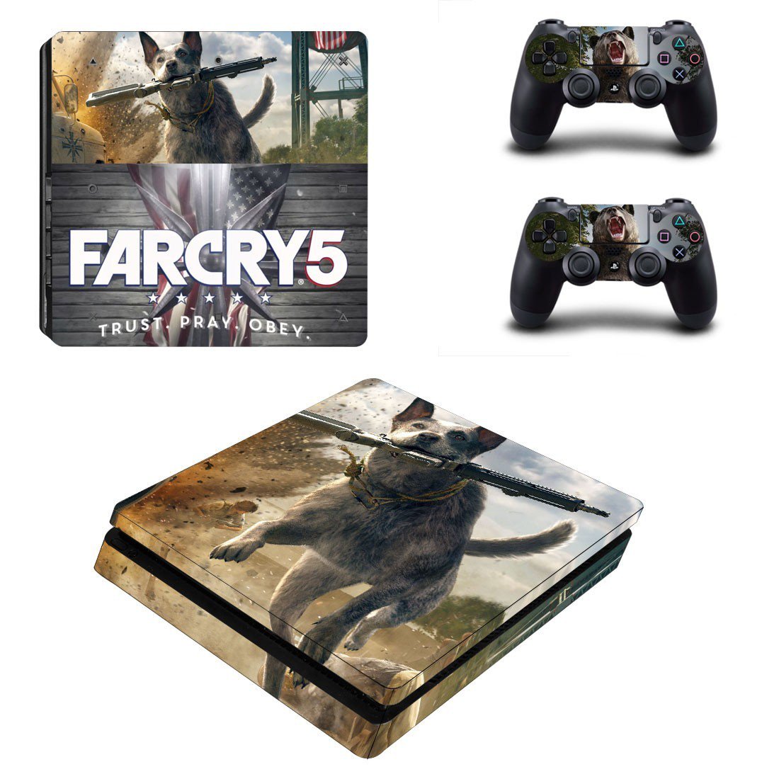 Far Cry 5 decal skin sticker for PS4 Slim console and controllers